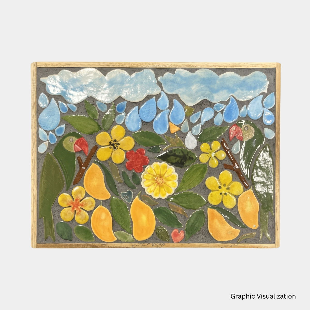 murasaic monsoon parrots & mango orchard diy ceramic mosaic mural kit