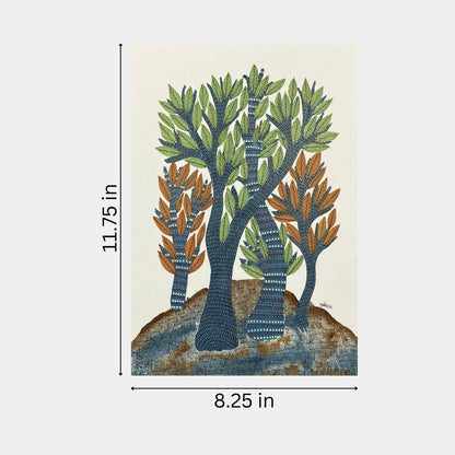 Handmade Gond Painting - The Sacred Grove (Unframed)
