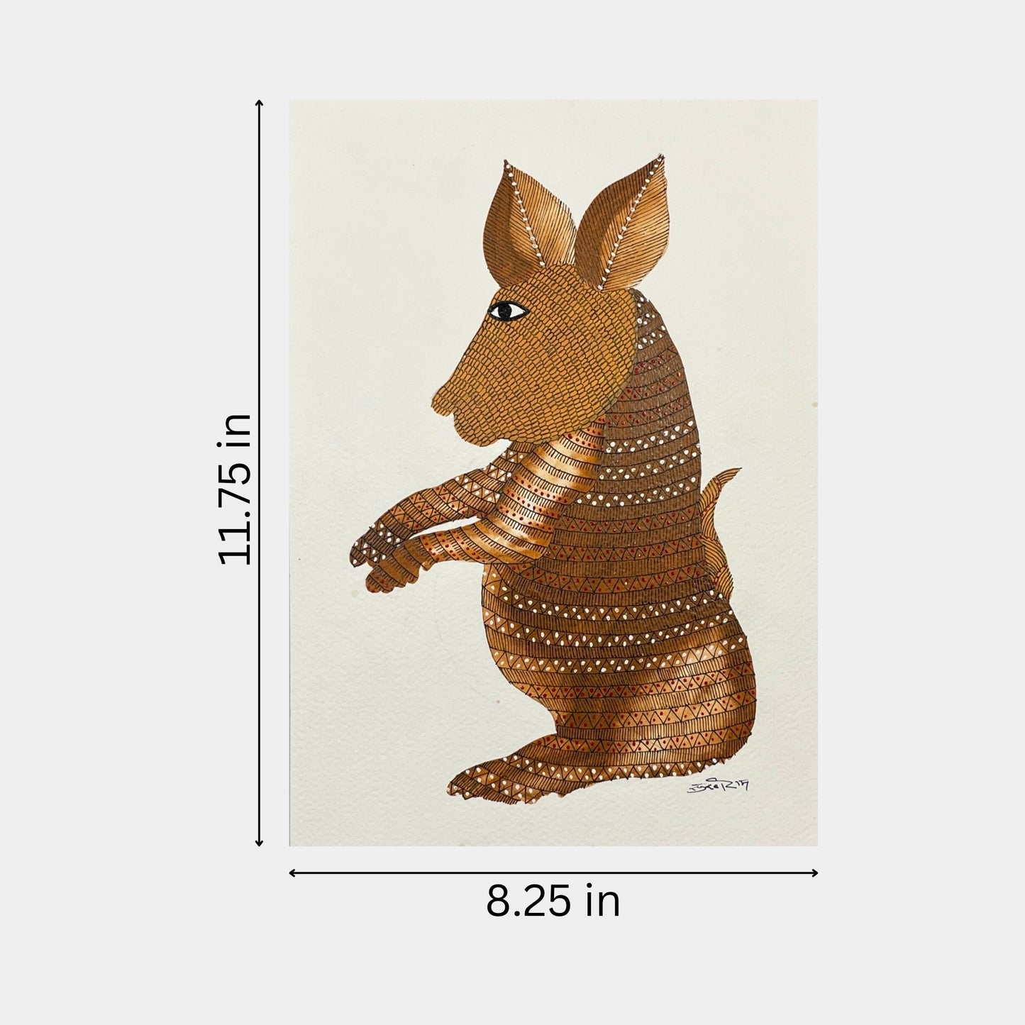 handmade gond painting - the wise boar: keeper of the forest (unframed)