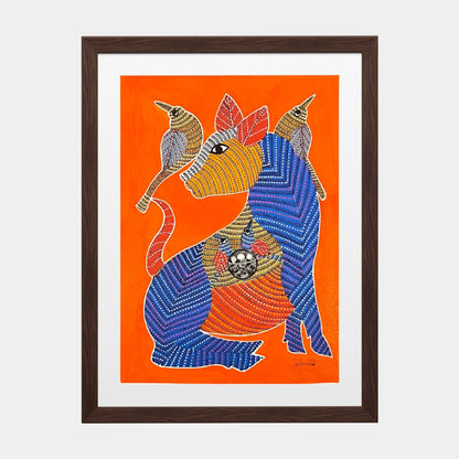 Handmade Gond Painting - The Guardian of Harmony (Unframed)