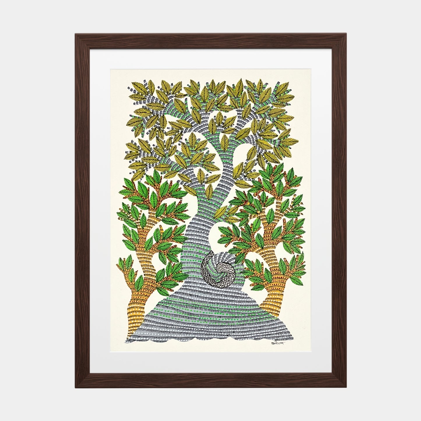 handmade gond painting - the eternal embrace of nature (unframed)