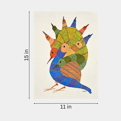 Handmade Gond Painting - The Symphony of Unity (Unframed)