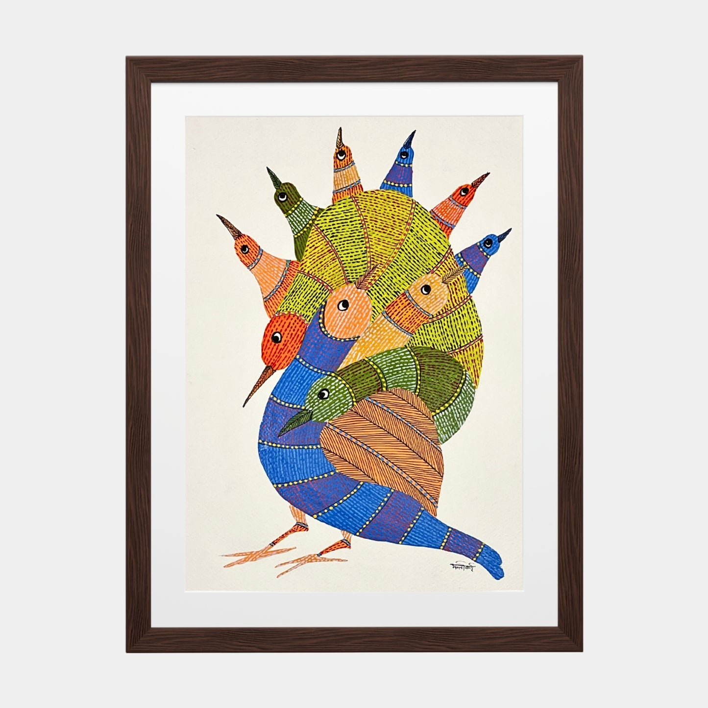 handmade gond painting - the symphony of unity (unframed)
