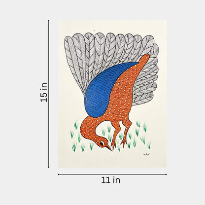 Handmade Gond Painting - The Graceful Forager (Unframed)