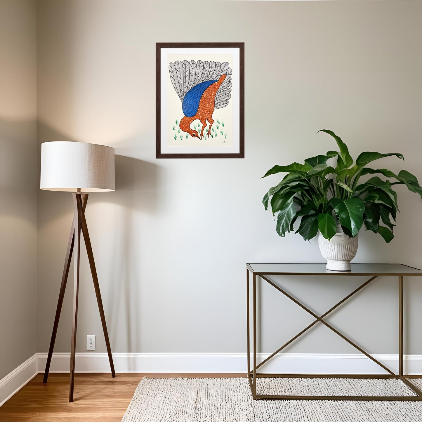 handmade gond painting - the graceful forager (unframed)