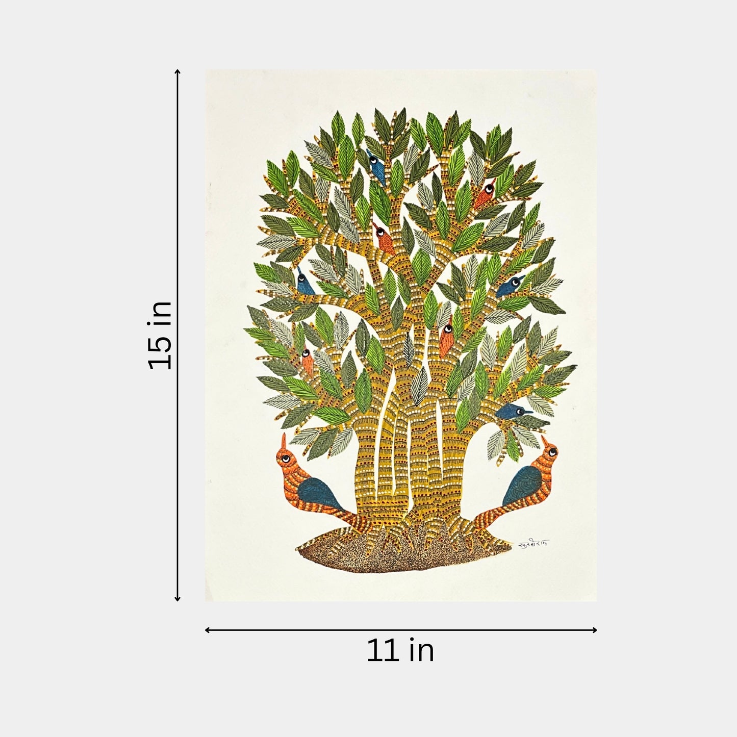 handmade gond painting - the tree of life (unframed)