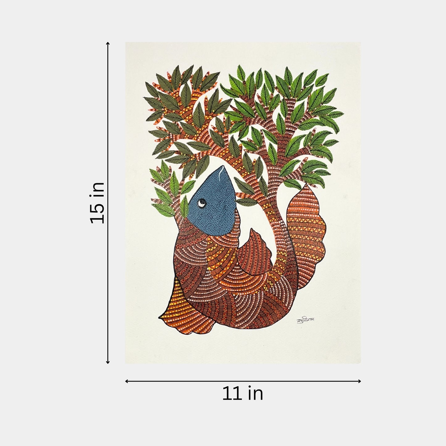 handmade gond painting - tree of life (unframed)