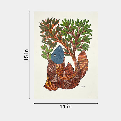 Handmade Gond Painting - Tree of Life (Unframed)