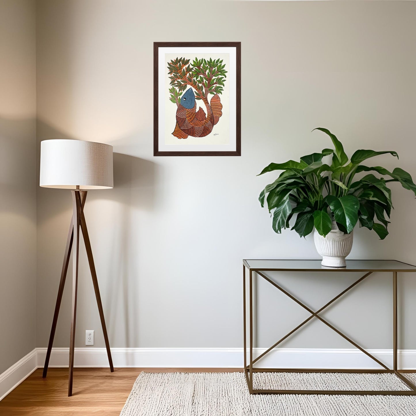 handmade gond painting - tree of life (unframed)