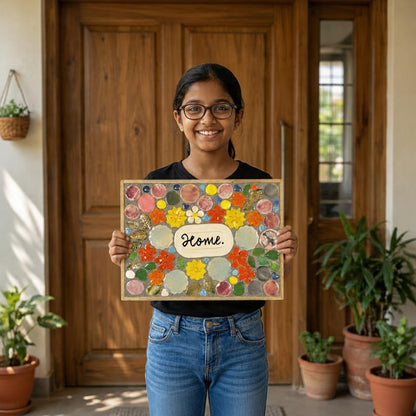 Murasaic "Home" Floral Nameplate DIY Ceramic Mosaic Kit