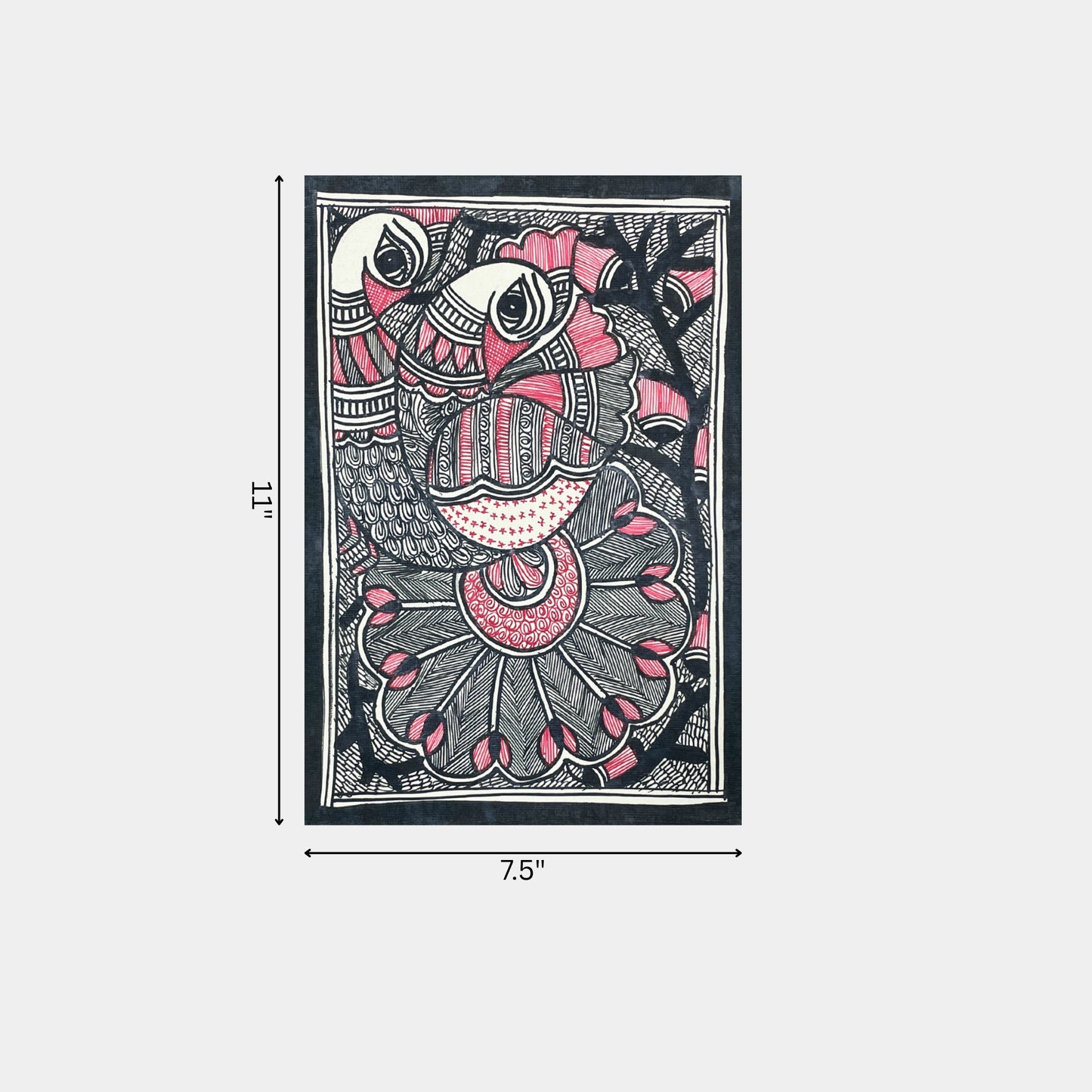 madhubani painting of the peacock and the peahen (unframed)