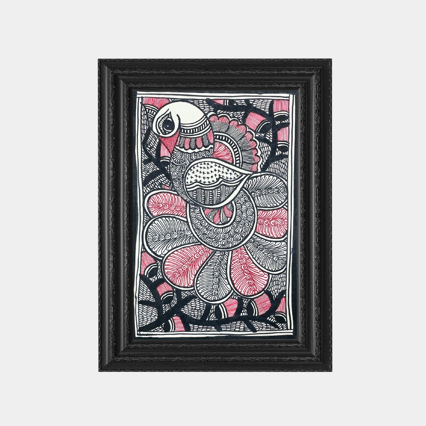madhubani painting of the dance of the peacock (unframed)