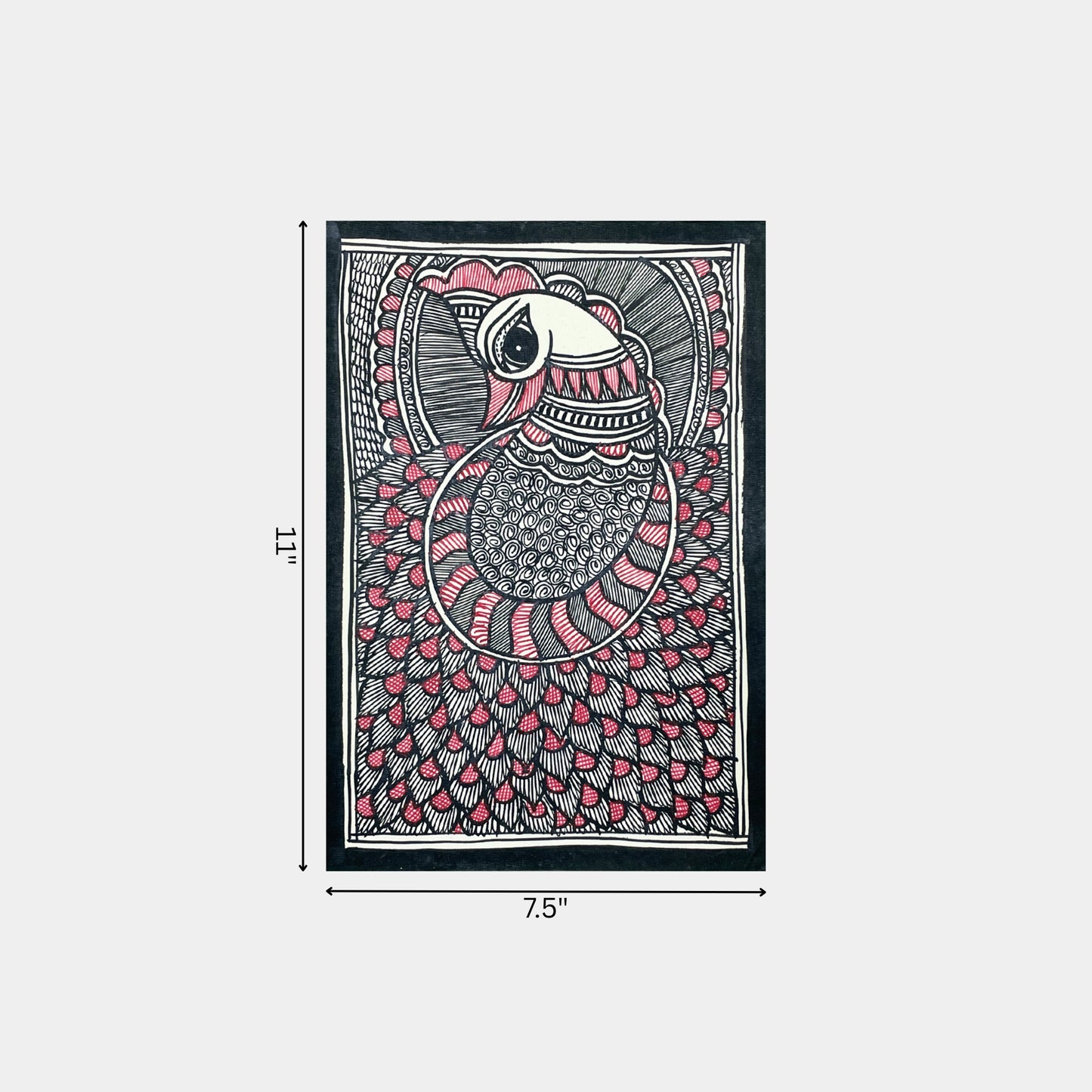 madhubani painting of the peacock (unframed)