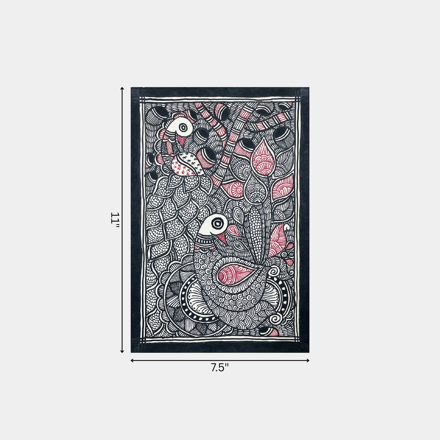 madhubani painting of the pair of peacocks (unframed)