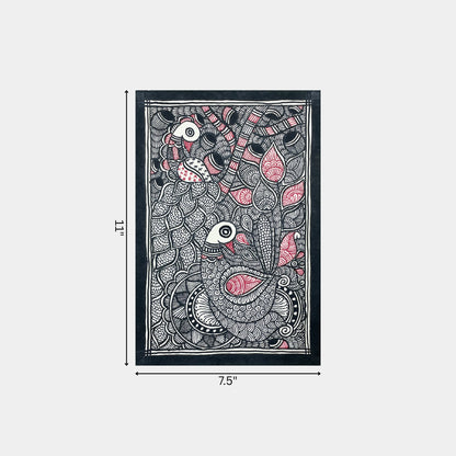 Madhubani Painting of The Pair of Peacocks (Unframed)