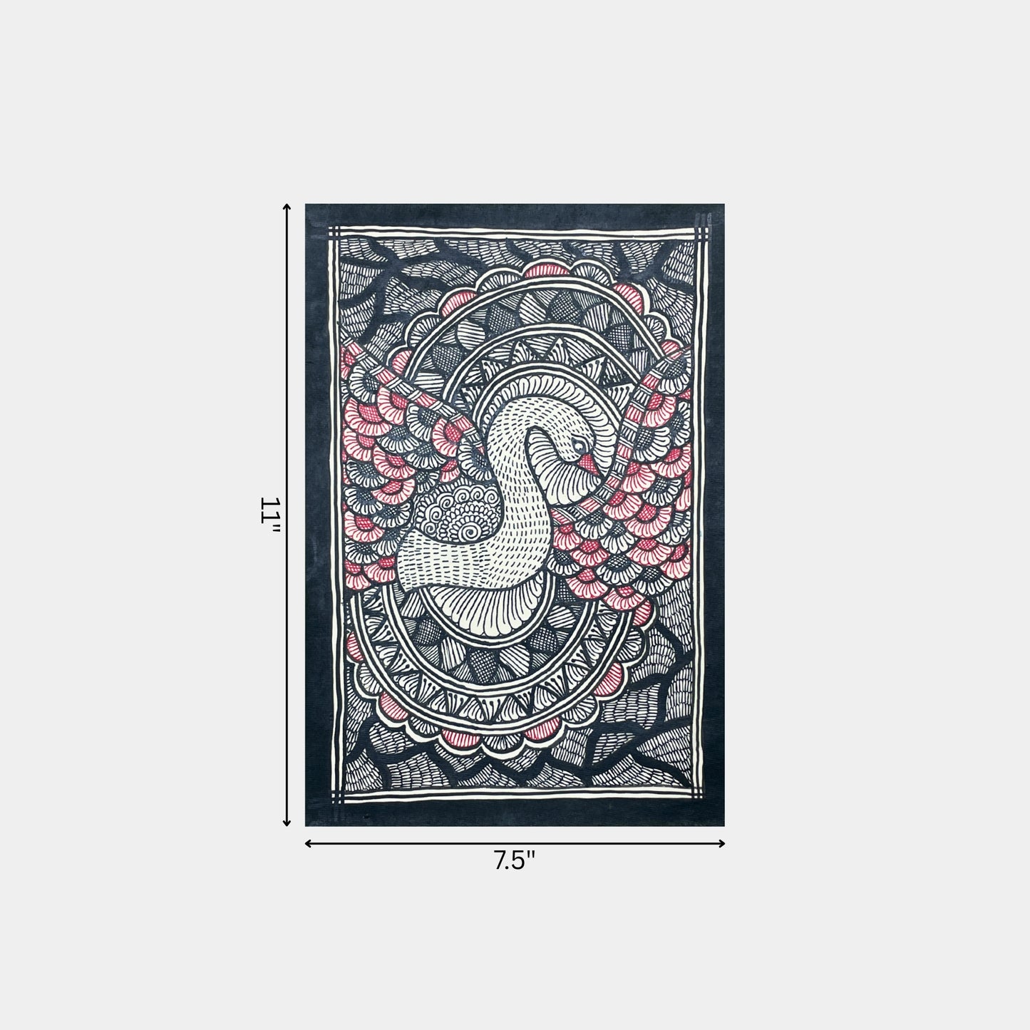 madhubani painting of the swan (hamsa) (unframed)