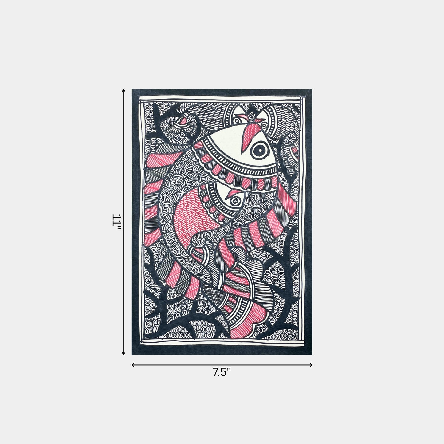 madhubani painting of fish within a fish (unframed)