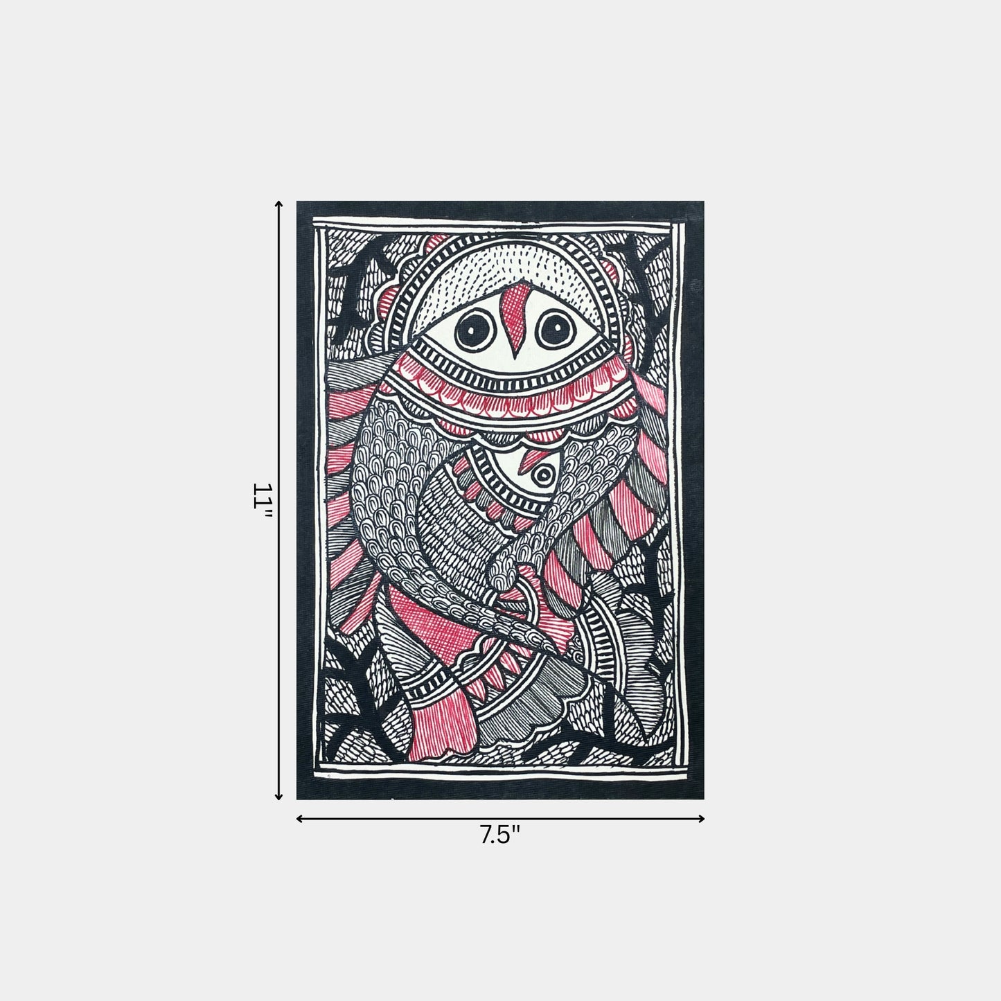 madhubani painting of the fish mother and child (unframed)