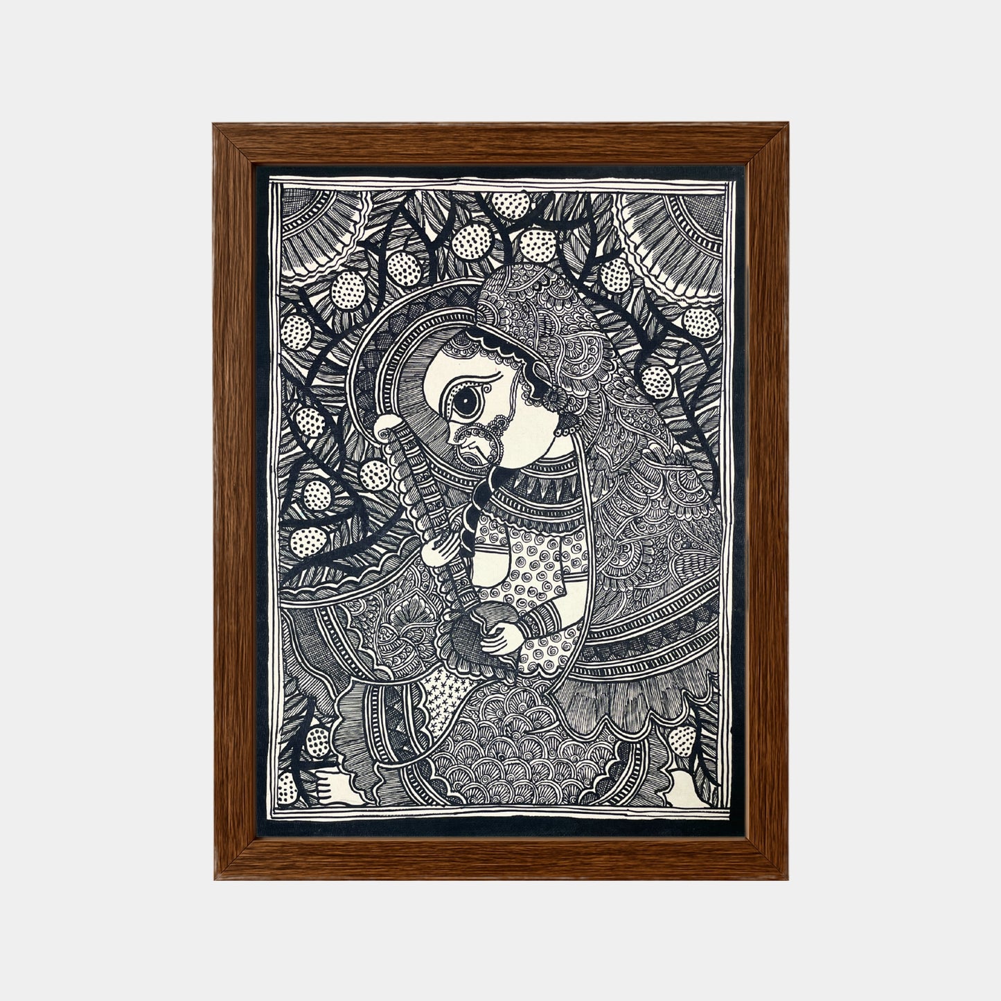madhubani painting of the goddess saraswati (unframed)