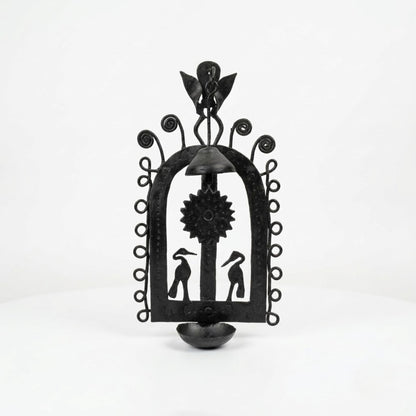 Bastar Wrought Iron Hanging Arch Diya Holder with Bird Silhouette