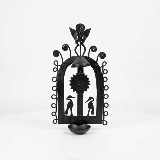 Bastar Wrought Iron Hanging Arch Diya Holder with Bird Silhouette