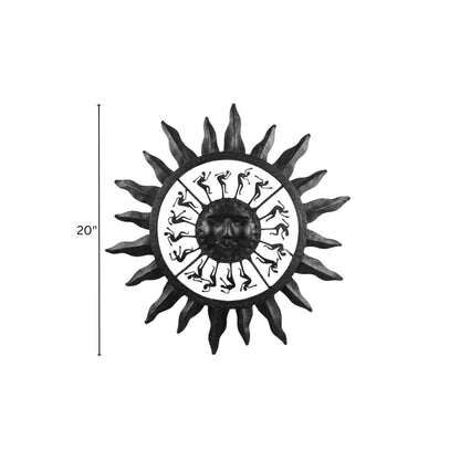 Handcrafted Bastar Wrought Iron Sun Face Wall Hanging – Large Radiating Rays