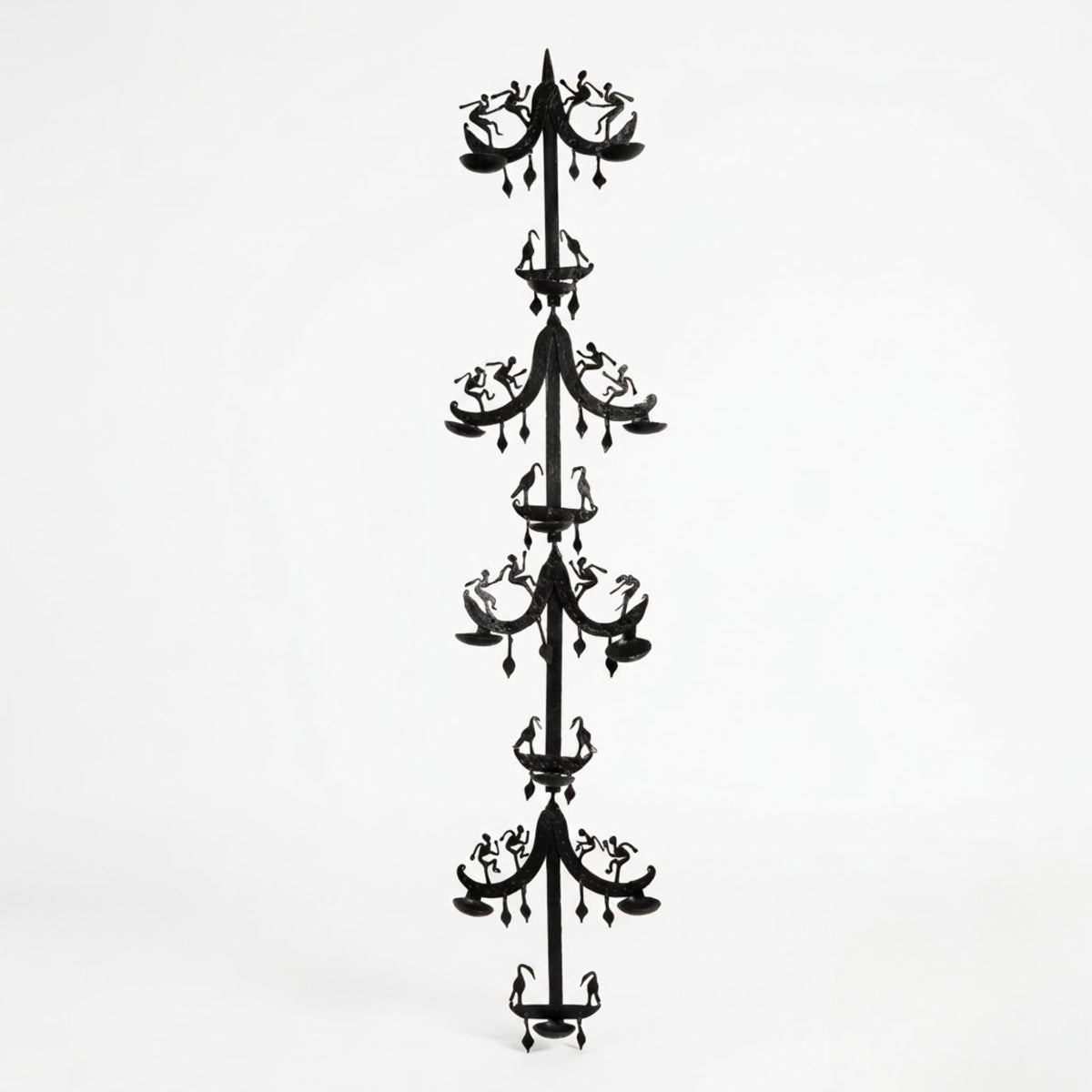 multi-tier bastar wrought iron hanging tree wall sculpture