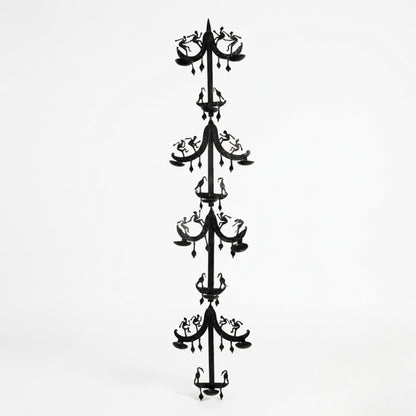 Multi-Tier Bastar Wrought Iron Hanging Tree Wall Sculpture