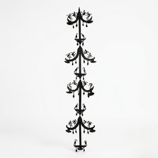 Multi-Tier Bastar Wrought Iron Hanging Tree Wall Sculpture