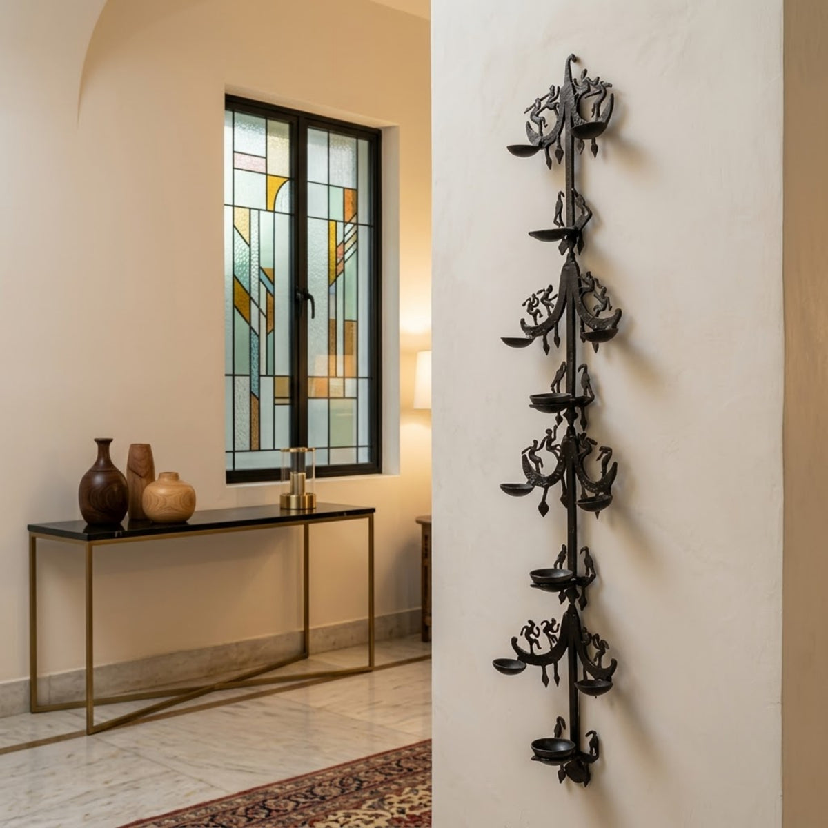 multi-tier bastar wrought iron hanging tree wall sculpture
