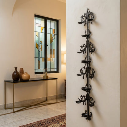Multi-Tier Bastar Wrought Iron Hanging Tree Wall Sculpture