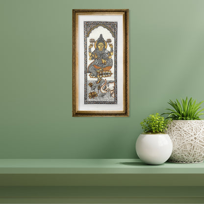 Divine Gaja Lakshmi Silk Pattachitra Wall Art Painting - Unframed
