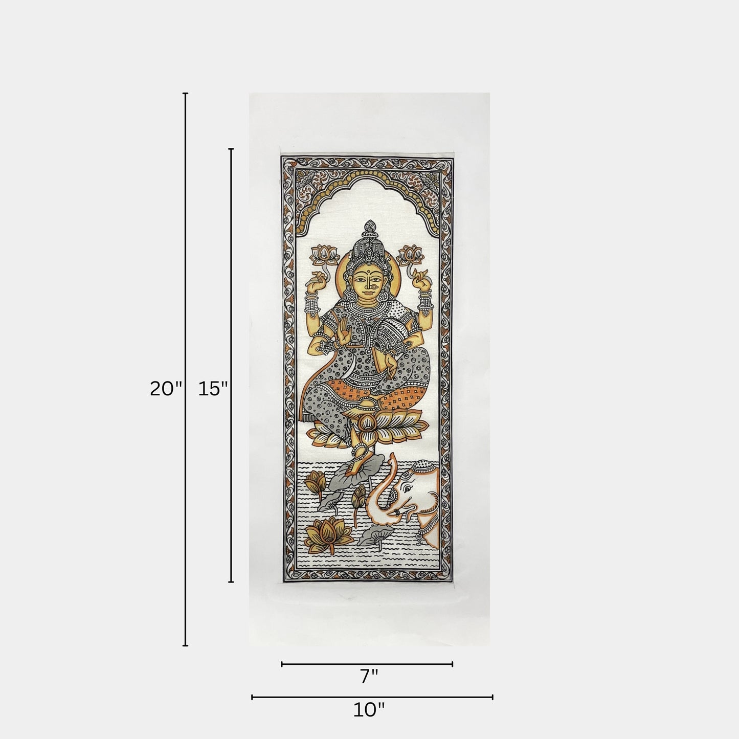 divine gaja lakshmi silk pattachitra wall art painting - unframed
