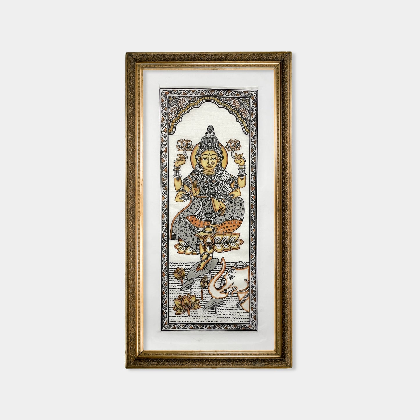 divine gaja lakshmi silk pattachitra wall art painting - unframed