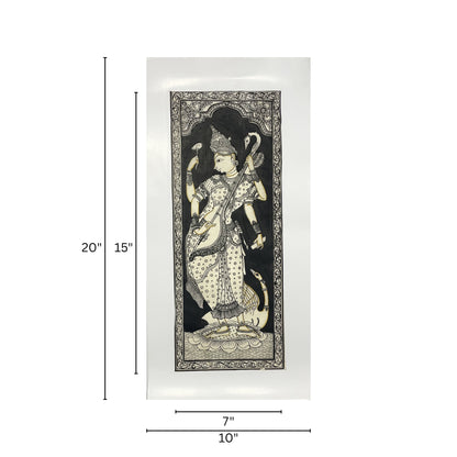 Devi Saraswati Playing Veena Silk Pattachitra Art - Unframed