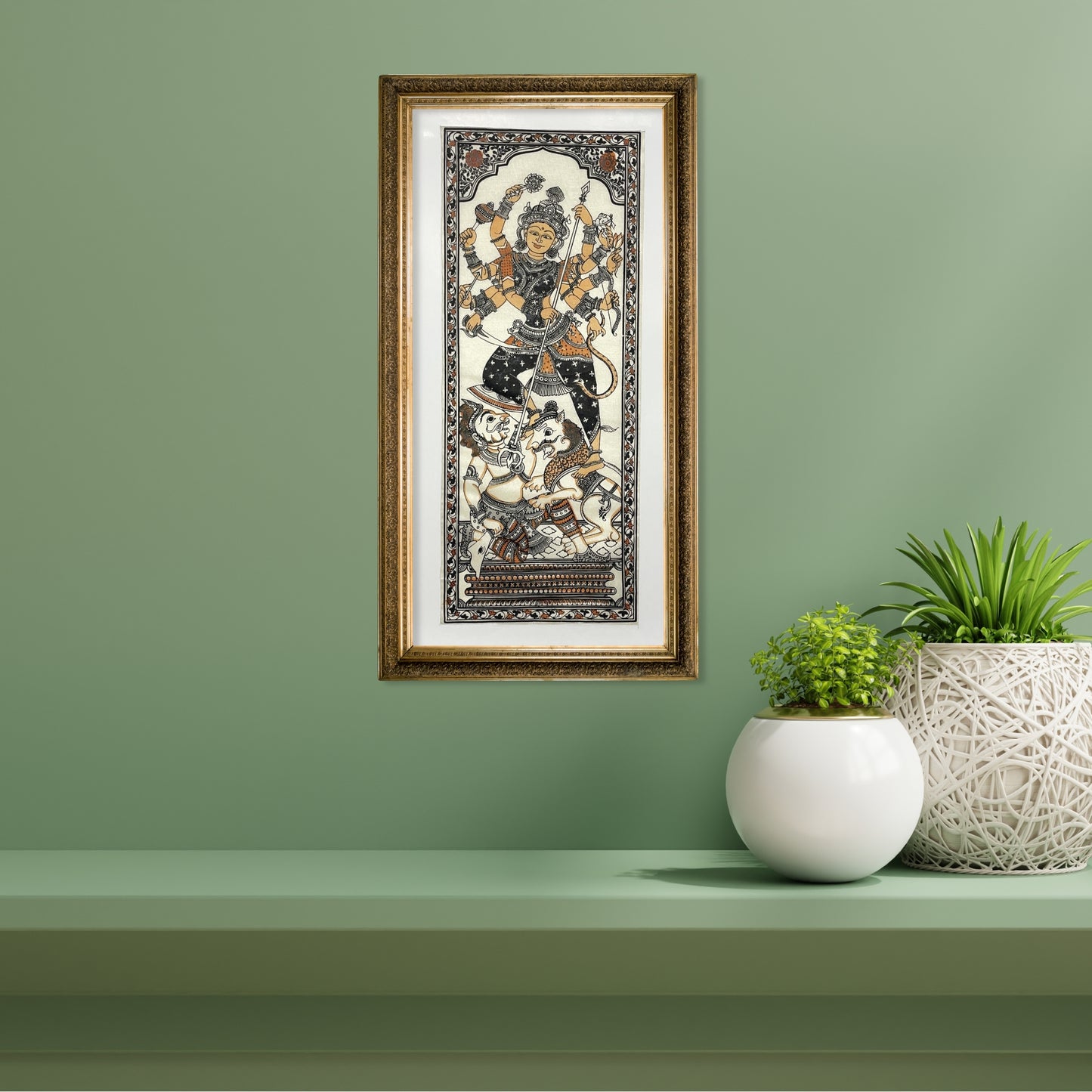 mahishasuramardini goddess durga silk pattachitra artwork - unframed
