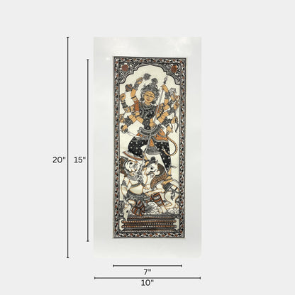 Mahishasuramardini Goddess Durga Silk Pattachitra Artwork - Unframed