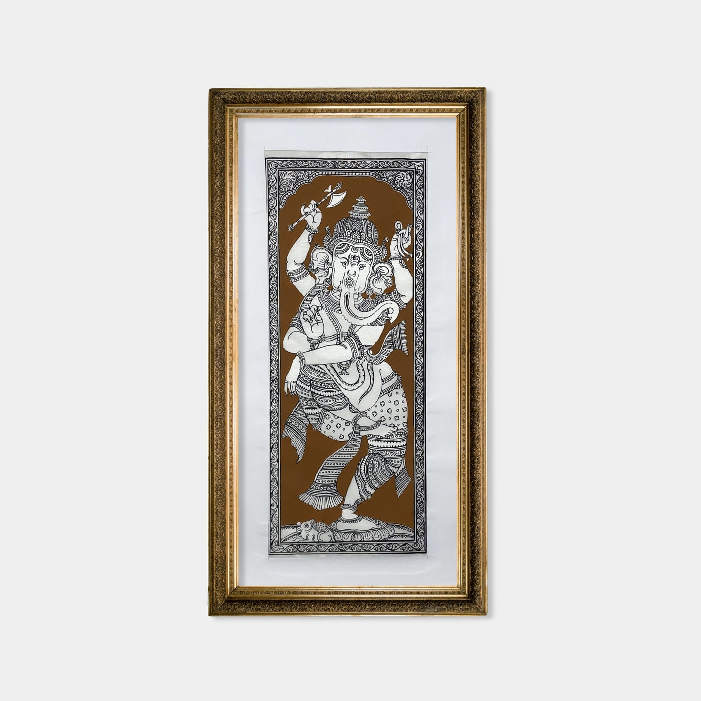 nritta ganesha dancing vinayaka silk pattachitra - unframed