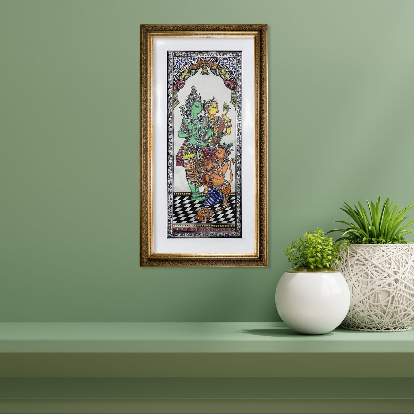 traditional ram darbar silk pattachitra painting - unframed