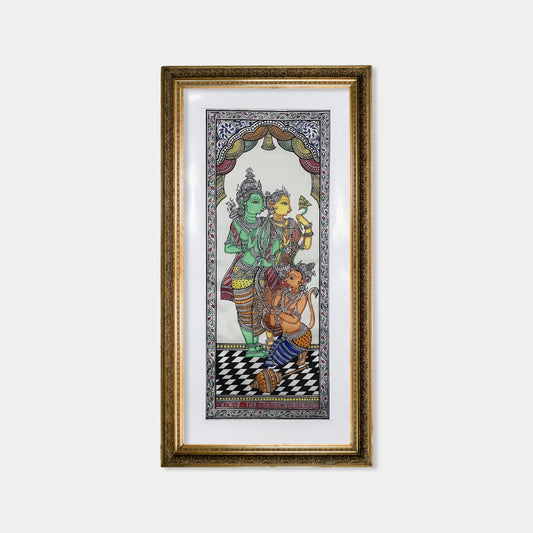 Traditional Ram Darbar Silk Pattachitra Painting - Unframed
