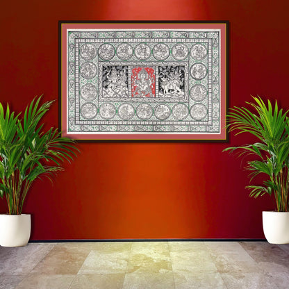 Ganesha Janma Leela Legend Traditional Odisha Pattachitra Painting