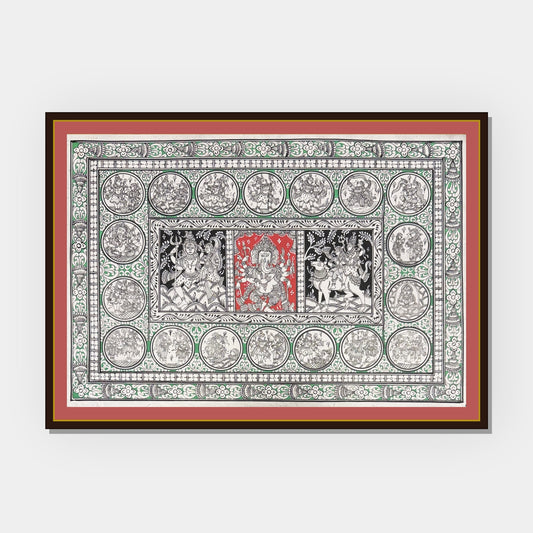Ganesha Janma Leela Legend Traditional Odisha Pattachitra Painting