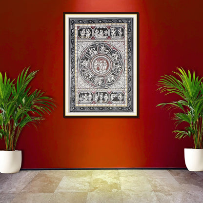 Sri Radha Krishna Yugal Sarkar with Krishna Leela Mandala Pattachitra