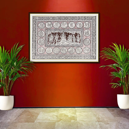 Kailashpati Shiva Durbar and Ganesha Janma Leela Pattachitra Painting