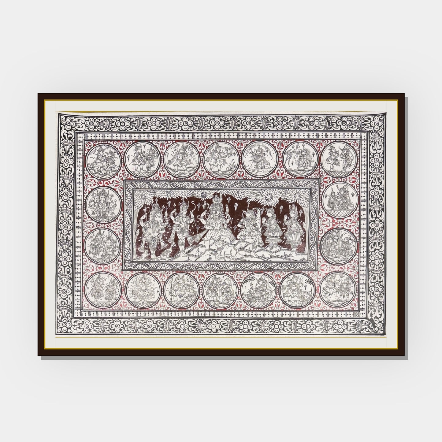 kailashpati shiva durbar and ganesha janma leela pattachitra painting