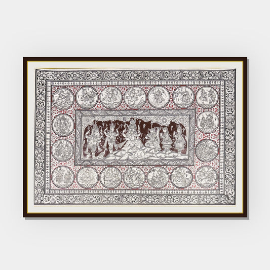Kailashpati Shiva Durbar and Ganesha Janma Leela Pattachitra Painting