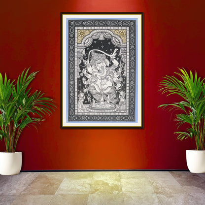 Lord Ganesha under Ornamental Arch Pattachitra Painting
