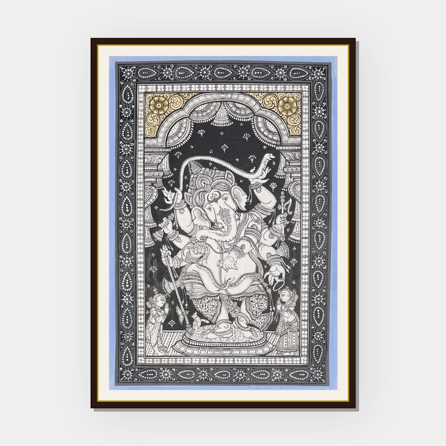 lord ganesha under ornamental arch pattachitra painting