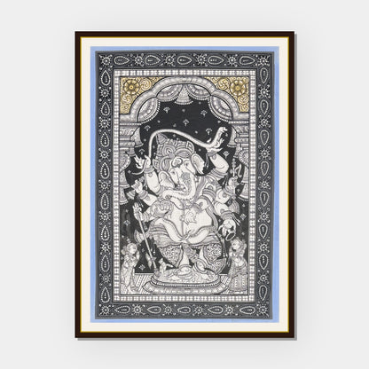 Lord Ganesha under Ornamental Arch Pattachitra Painting