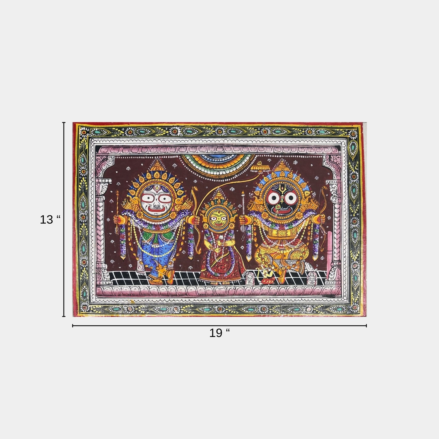 sri jagannath mahaprabhu, balabhadra, and subhadra pattachitra